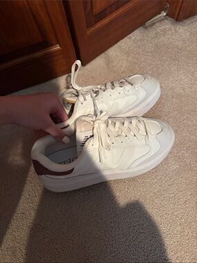 New Balance CT302 Cream Lace-Up Sneakers with Brown Heel Tab